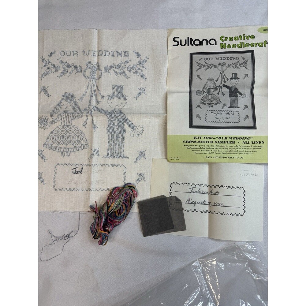 Vintage Sultana Needlecraft Cross Stitch Sampler Kit 1160 Our Wedding Linen Flos